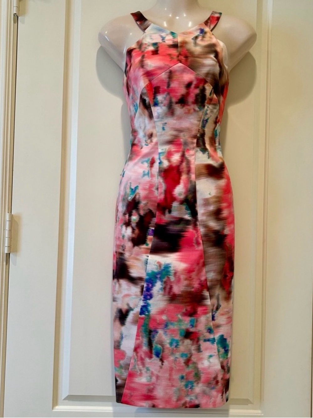 BLACK HALO Decadence Karmen Abstract Print Knee-Length Sheath Dress, Size 6, NWT